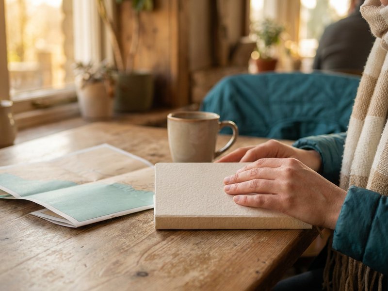 affordable solo travel destinations — Her Own Compass, planning an affordable trip with a map and notebook
