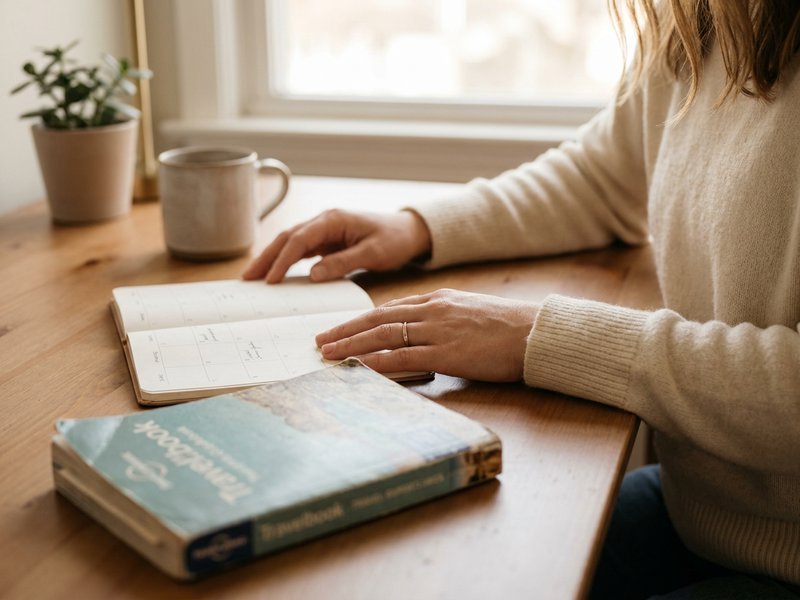 how to earn travel points — Her Own Compass, planning a trip with a credit card and calendar