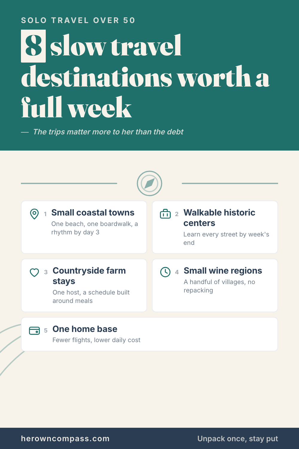 Slow travel destinations built for staying put, not rushing between sights: small coastal towns — save this pin for later