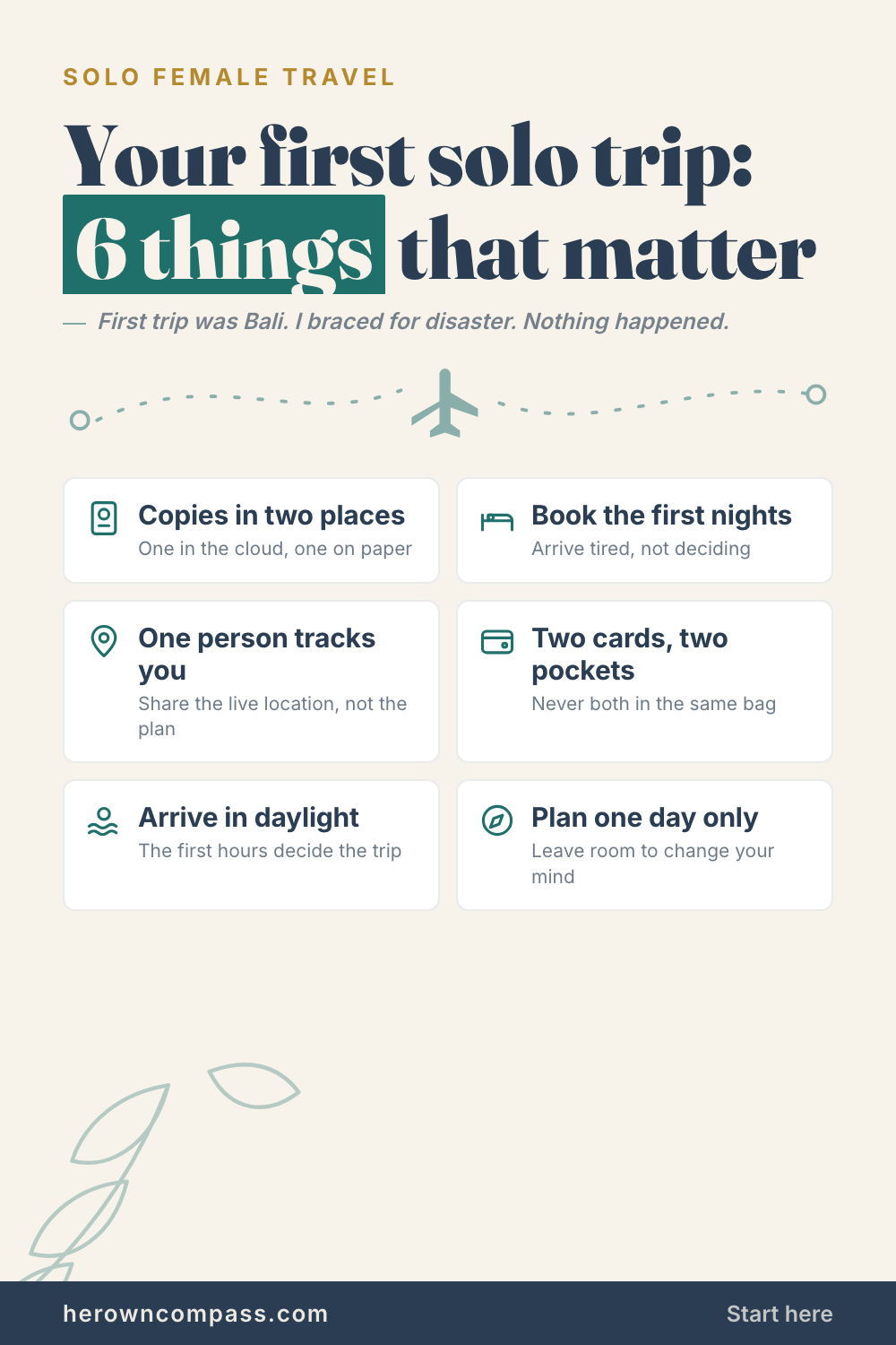 solo female travel for beginners — save this pin for later
