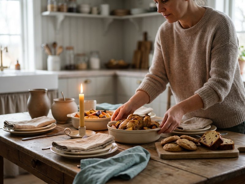 a frugal christmas table and holiday meal — Her Own Compass, financial freedom & travel for women on one income